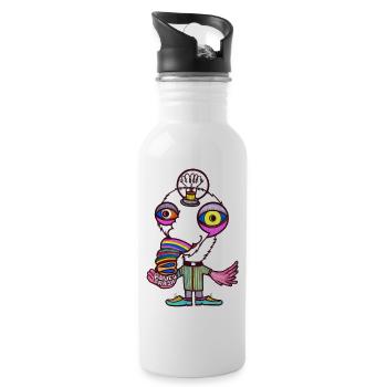 Blues Trasch - Trinkflasche mit integriertem Trinkhalm - Weiß - Rechts