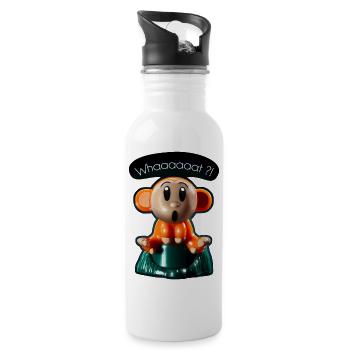 Waaaaaas Äffchen - Trinkflasche mit integriertem Trinkhalm - Weiß - Rechts