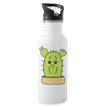Cactus, cacti, succulents, plant cute - Water bottle with straw - white - Right