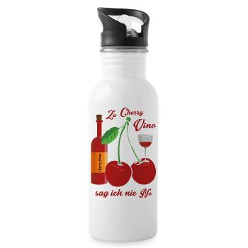Wein Liebhaber - Trinkflasche mit integriertem Trinkhalm - Weiß - Rechts