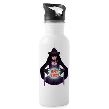 Gruselige Hexe Kristallkugel Happy Halloween Kostüm - Trinkflasche mit integriertem Trinkhalm - Weiß - Rechts