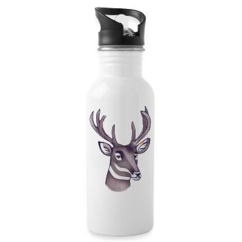 Deerhead in autumn Deer Antlers Goat Fawn 7 - Water bottle with straw - white - Right