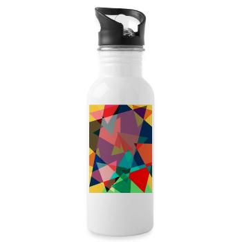 Abstract painting. Abstract paint - Water bottle with straw - white - Right