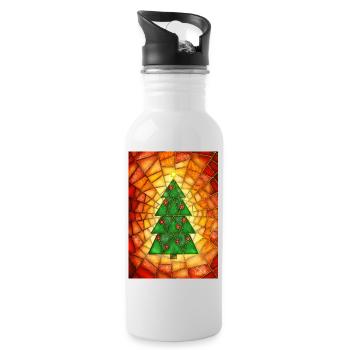 Christmas tree in Tiffany style - Water bottle with straw - white - Right