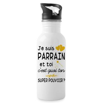 je suis parrain / cadeau humour parrain - Gourde avec paille intégrée - blanc - Droite