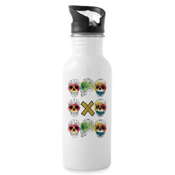 TRIO OF SKULLS - Water bottle with straw - white - Right