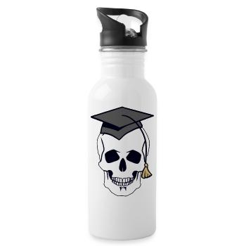 Skull Skull Creepy Student Uni Halloween - Water bottle with straw - white - Right