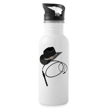 Cowboy hat and whip - Water bottle with straw - white - Right