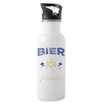 geburtstagsgeschenkidee kneipensport terrier - Trinkflasche mit integriertem Trinkhalm - Weiß - Rechts