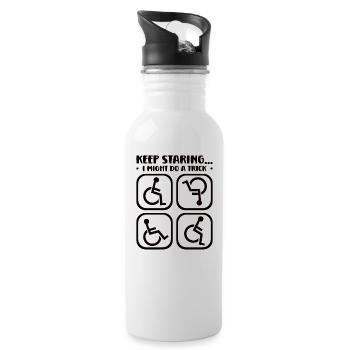 Handicapped Wheelchair Cyborg Leg Arm Amputee - Water bottle with straw - white - Right