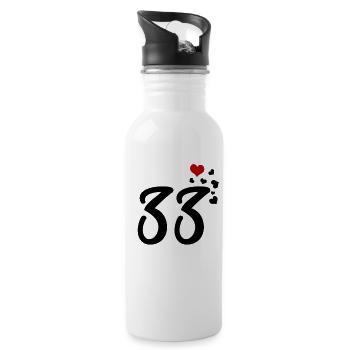 33 Herzen 33. Geburtstag Jubiläum - Trinkflasche mit integriertem Trinkhalm - Weiß - Rechts