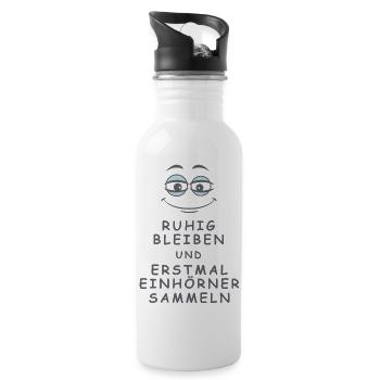 Einhörner sammeln - Trinkflasche mit integriertem Trinkhalm - Weiß - Rechts