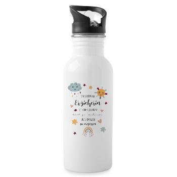 Eine großartige Erzieherin - Kindergarten Geschenk - Trinkflasche mit integriertem Trinkhalm - Weiß - Rechts
