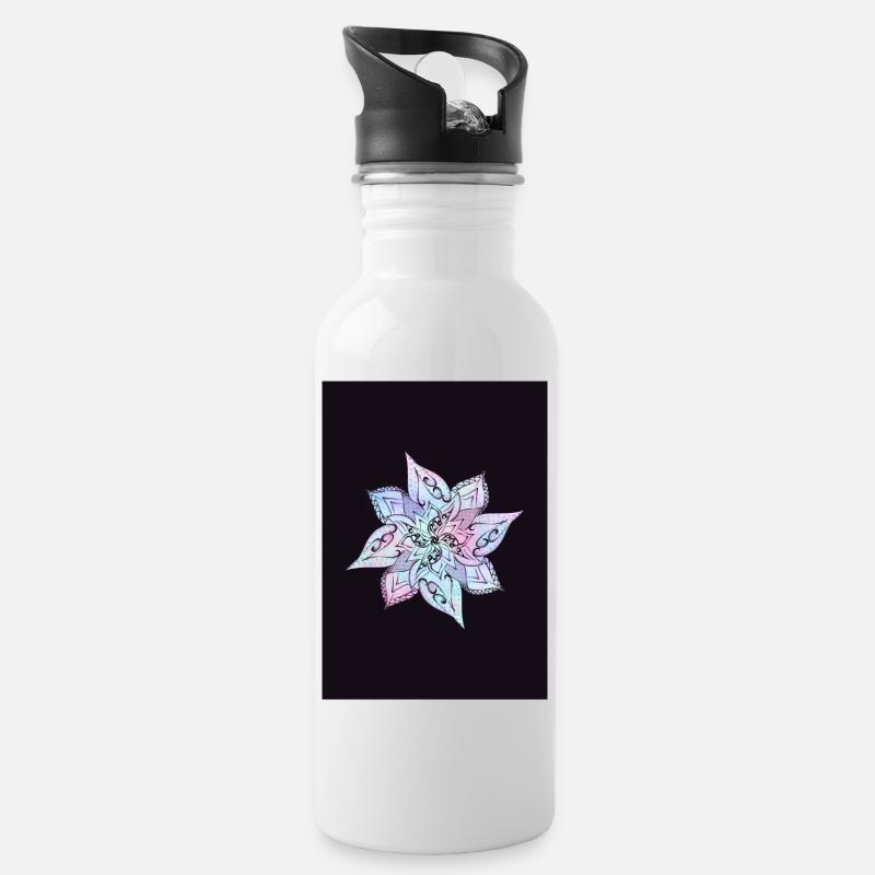 Stern Mandalazena - Trinkflasche mit integriertem Trinkhalm - Weiß
