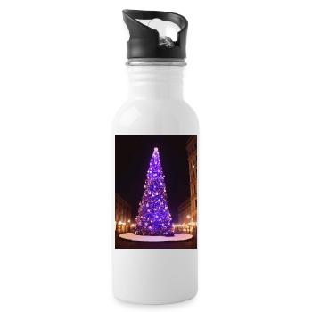 Sapin de Noël violet - Gourde avec paille intégrée - blanc - Droite