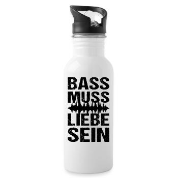 Bass Muss Liebe Sein Techno Musik - Trinkflasche mit integriertem Trinkhalm - Weiß - Rechts
