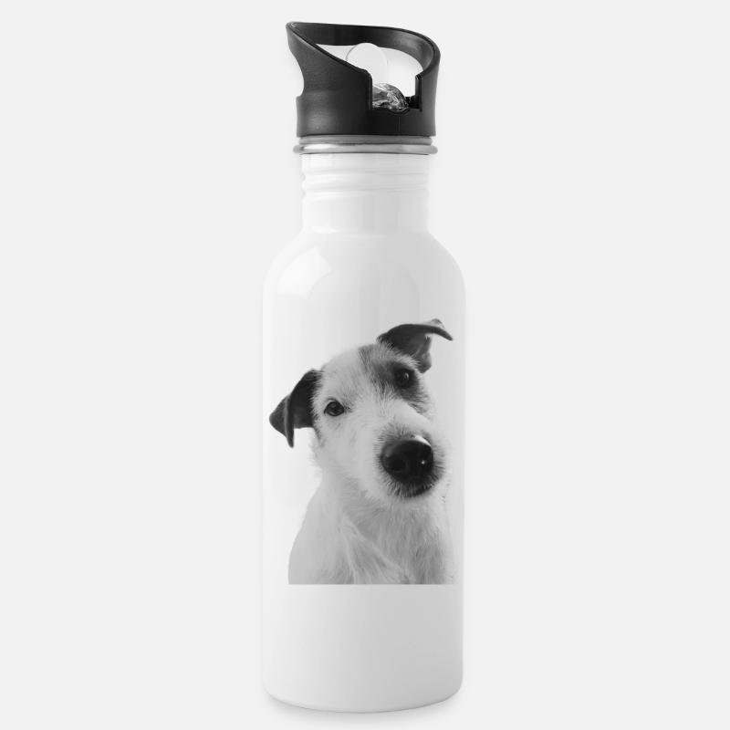 Heurtoir du Jack Russell - Gourde avec paille intégrée - blanc