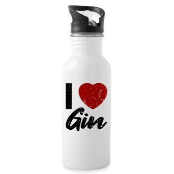 I love Gin - Trinkflasche mit integriertem Trinkhalm - Weiß - Rechts