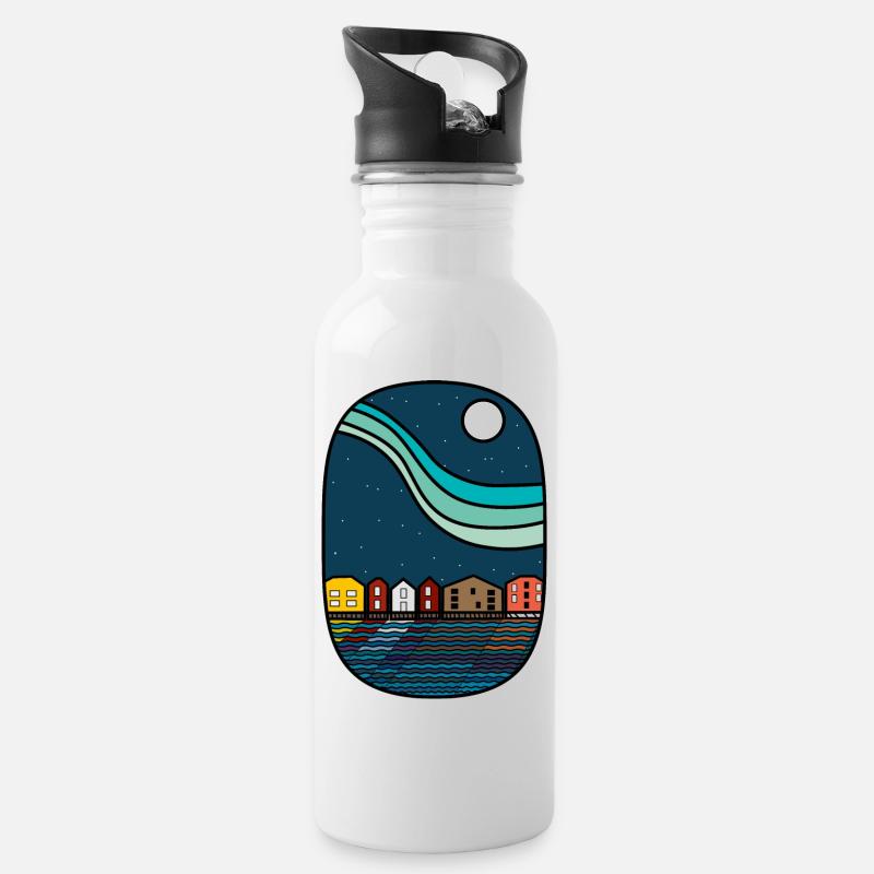 Bakklandet - Trinkflasche mit integriertem Trinkhalm - Weiß