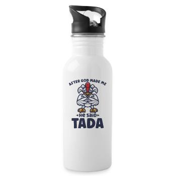 Chicken Farmer Gift Funny Chickens Country Farm - Water bottle with straw - white - Right