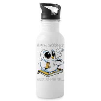 Guten Morgen Kaffee Nachteule Geschenk - Trinkflasche mit integriertem Trinkhalm - Weiß - Rechts
