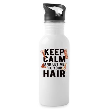Friseur Friseur Friseur Friseur - Trinkflasche mit integriertem Trinkhalm - Weiß - Rechts