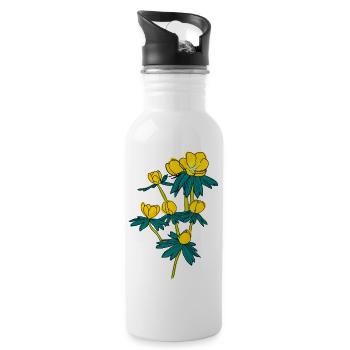 Winter Aconite2 - Water bottle with straw - white - Right