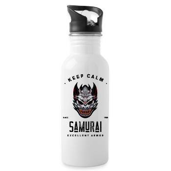 Samurai Seit 1988 Rüstung ruhig halten ausgezeichnete Rüstung - Trinkflasche mit integriertem Trinkhalm - Weiß - Rechts