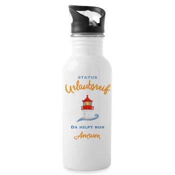 Amrum, kultiger Leuchtturm Norddorf, Urlaubsreif - Trinkflasche mit integriertem Trinkhalm - Weiß - Rechts
