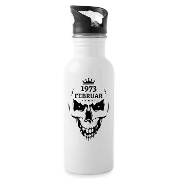 Februar 1973 Totenkopf - Trinkflasche mit integriertem Trinkhalm - Weiß - Rechts