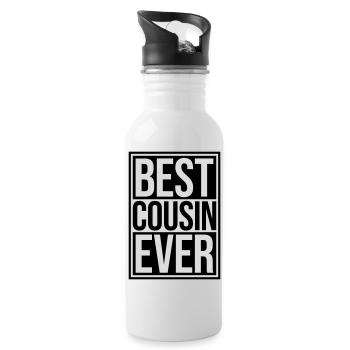 best cousin ever Zitat - Trinkflasche mit integriertem Trinkhalm - Weiß - Rechts