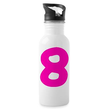 8 ans anniversaire rose - Gourde avec paille intégrée - blanc - Droite