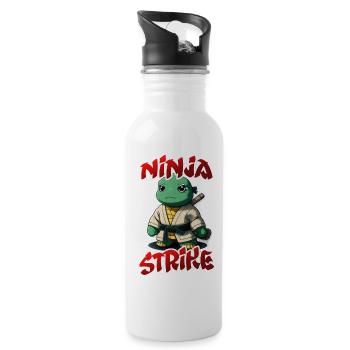 Ninja Strike Turtle Fighter im Gi Manga Stil - Trinkflasche mit integriertem Trinkhalm - Weiß - Rechts
