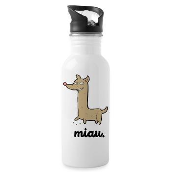 Lustiger Hund | Miau Hunde Design | Geschenkidee - Trinkflasche mit integriertem Trinkhalm - Weiß - Rechts