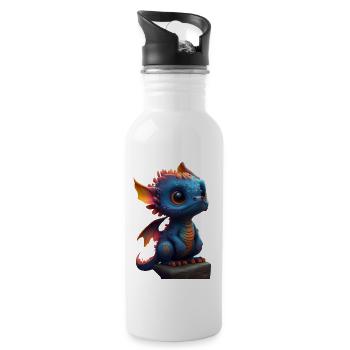Little Cute Dragon 4 - Water bottle with straw - white - Right