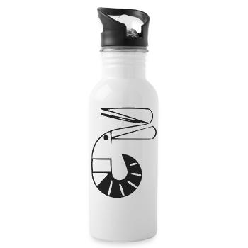 Stilisierte Garnelen - Trinkflasche mit integriertem Trinkhalm - Weiß - Rechts