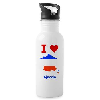 Map of France flag with the city of Ajaccio - Water bottle with straw - white - Right