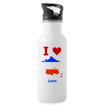 Frankreichkarte Flagge mit der Stadt Lyon - Trinkflasche mit integriertem Trinkhalm - Weiß - Rechts