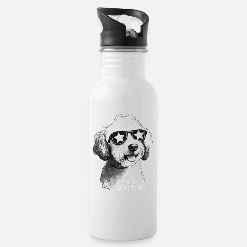 Chien cool - Gourde avec paille intégrée - blanc