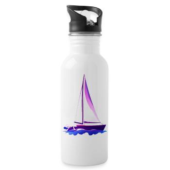 Sailing Sailing Sailing Sailing Sailboat - Water bottle with straw - white - Right