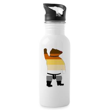 Schwuler Bär - Trinkflasche mit integriertem Trinkhalm - Weiß - Rechts