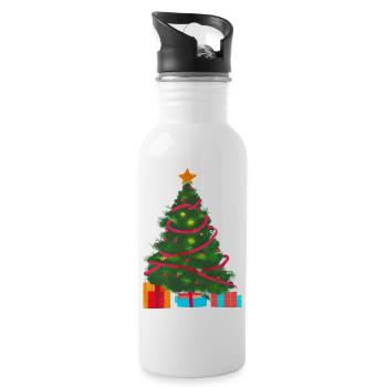 Christmas Gift Christmas Tree Christmas Tree - Water bottle with straw - white - Right