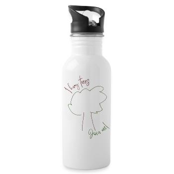 I hug trees - join me! - Trinkflasche mit integriertem Trinkhalm - Weiß - Rechts