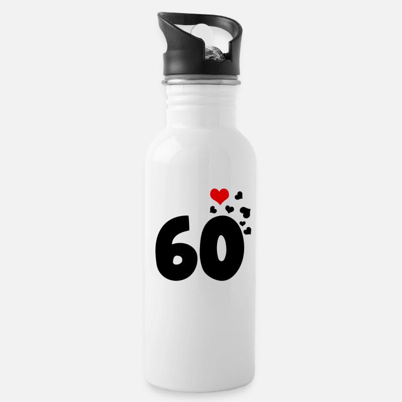 60 cœurs 60e anniversaire - Gourde avec paille intégrée - blanc