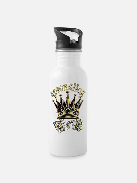 KRÖNUNG DES KÖNIGS - Trinkflasche mit integriertem Trinkhalm - Weiß