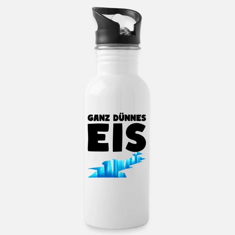 Ganz dünnes Eis Humor Sehr dünnes Eis - Trinkflasche mit integriertem Trinkhalm - Weiß