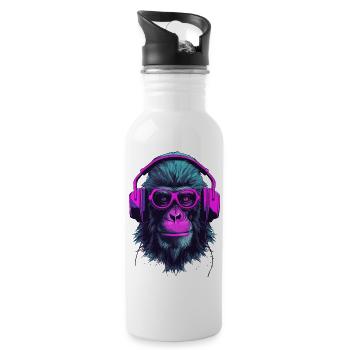 Monkey Beats - Trinkflasche mit integriertem Trinkhalm - Weiß - Rechts