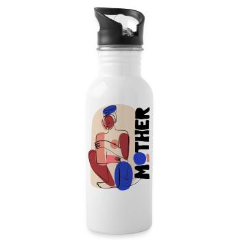 Mutter - Trinkflasche mit integriertem Trinkhalm - Weiß - Rechts