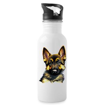 Dog Owner Dog Puppy German Shepherd - Water bottle with straw - white - Right
