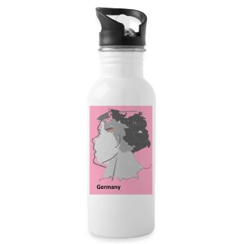 Germany in Gradient with Artist's Motif - Water bottle with straw - white - Right